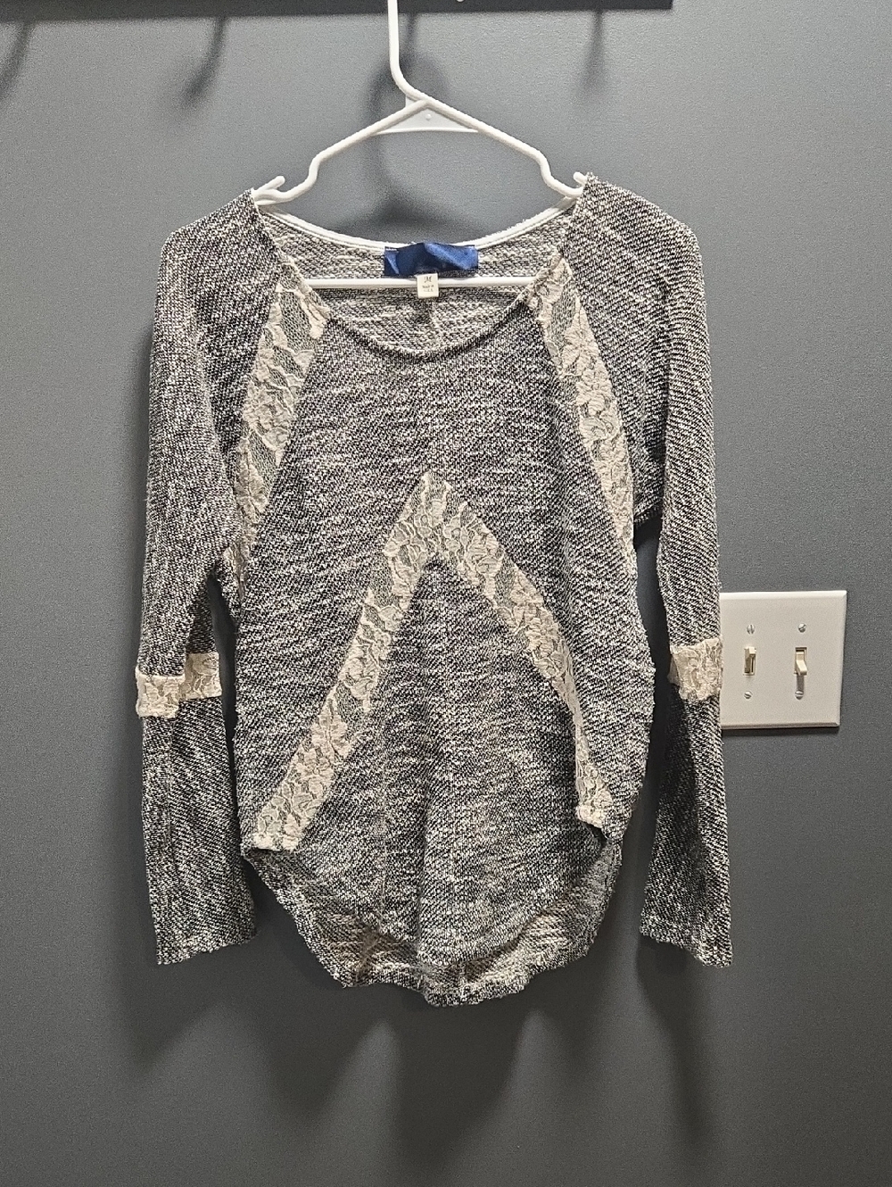 Grey Top With Lace Detail